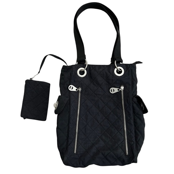 Baggalini Handbags - Baggallini Black Quilted Florence Tote Bag travel work pockets